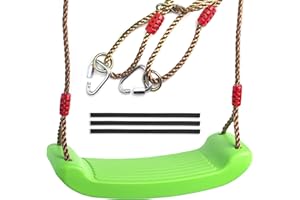 Cateam Swing seat Green for Kids and Adults with Length Control Hinge - 220lb/100kg Load - Ninja Slackline Ready - Triangle carabiners Included - Playground Swing Set Accessories Replacement