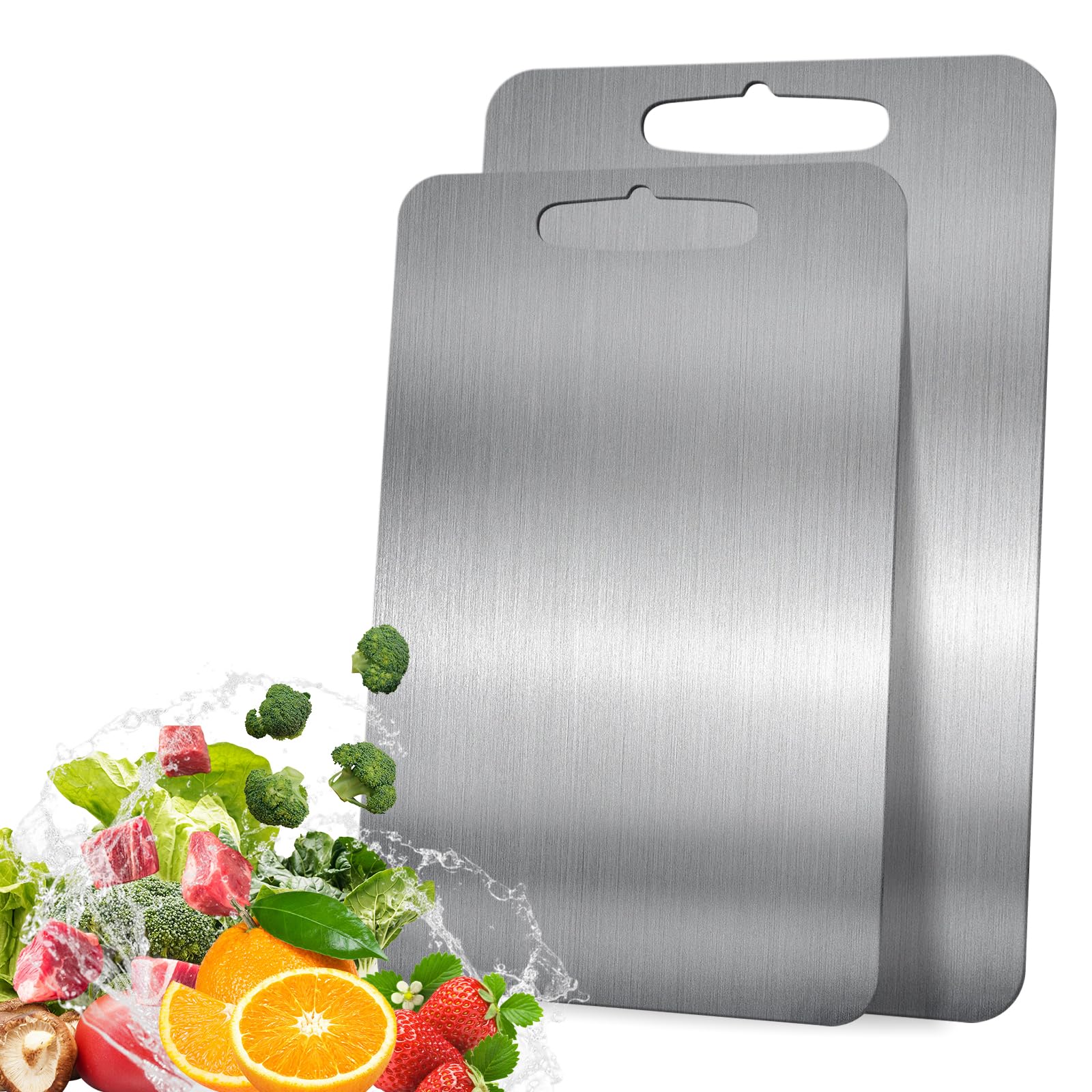 Photo 1 of 100% Pure Titanium Cutting Boards for Kitchen, Double-Sided Chopping Board for Cutting Meats, Fruits And Vegetables, Food Grade, Easy to Clean (M - 13.2 x 9 inch)