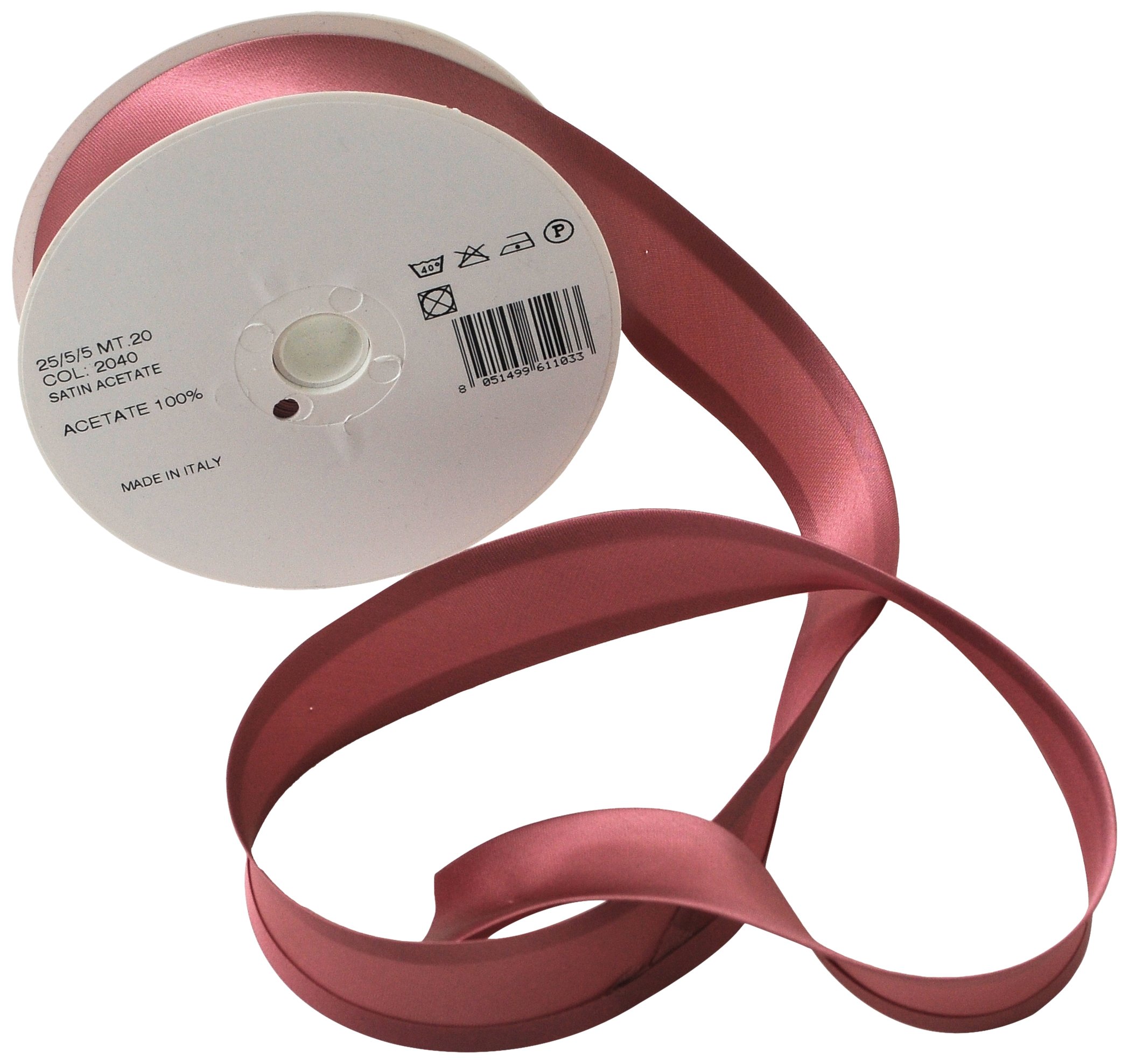 Inastri Trimz Acetate Satin Bias Binding Tape, 25mm Width, Dusky Pink (Color 2040) – Silky Double-Fold Edging for Dressmaking, Bridal & Crafts