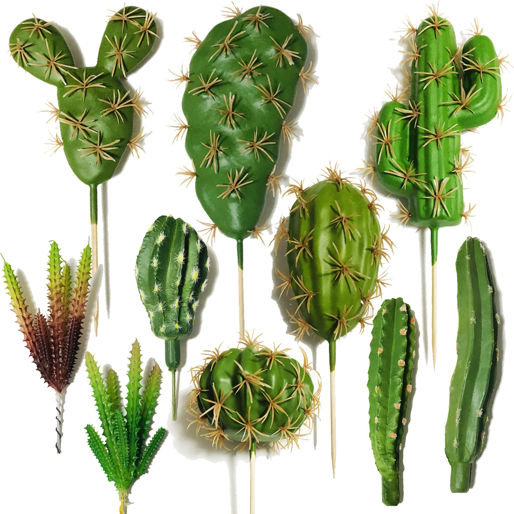 Cayway Pack of 10 Artificial Succulent Flowers Plants, Succulents Artificial Cactus Stems Home Decoration Indoor Garden DIY Accessories for Home Indoor Fairy Garden Decorations
