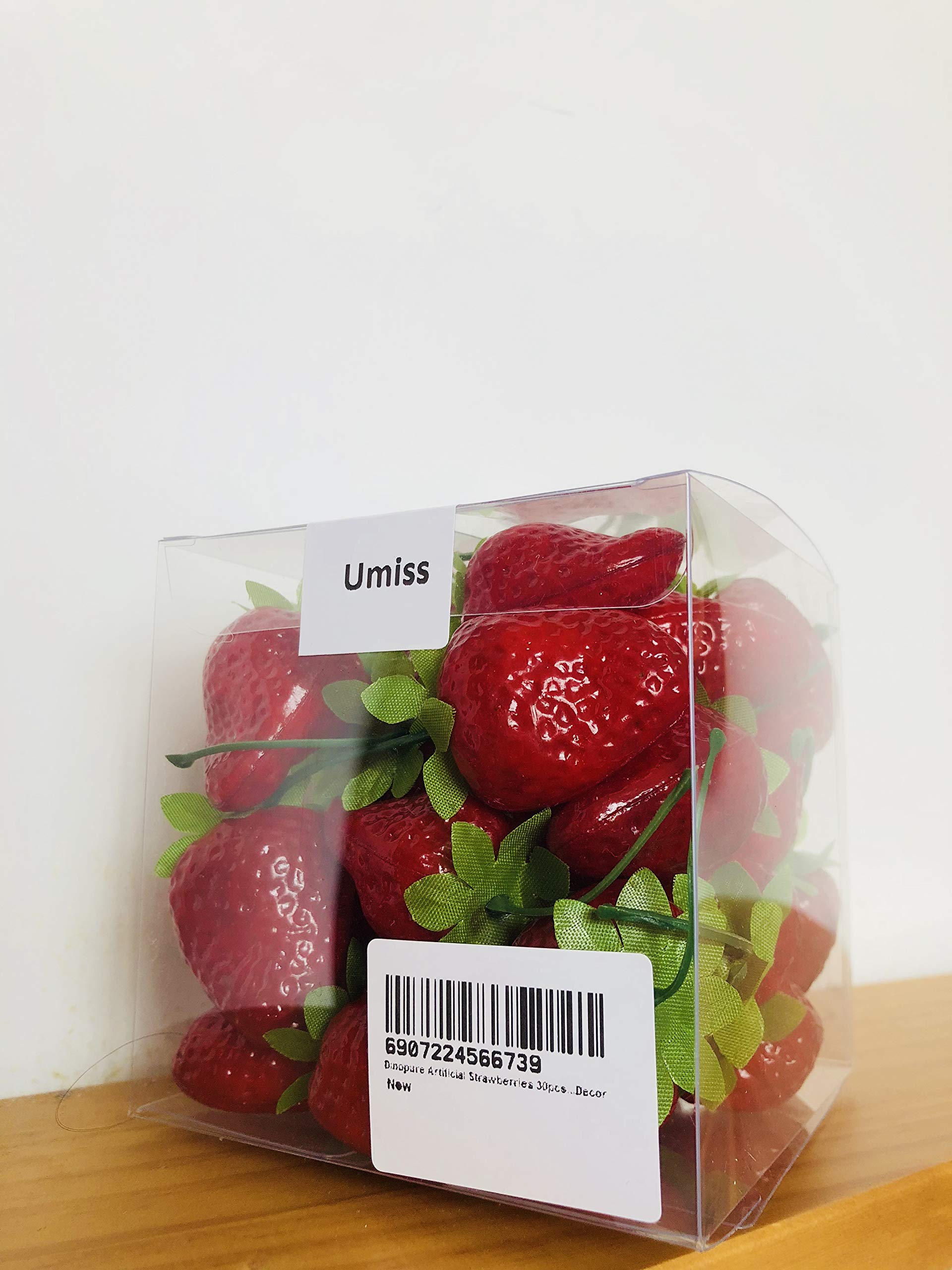 Dinopure 30pcs Artificial Lifelike Simulation Small Dard Red Strawberry Set Decoration Fake Fruit Home House Kitchen Decor