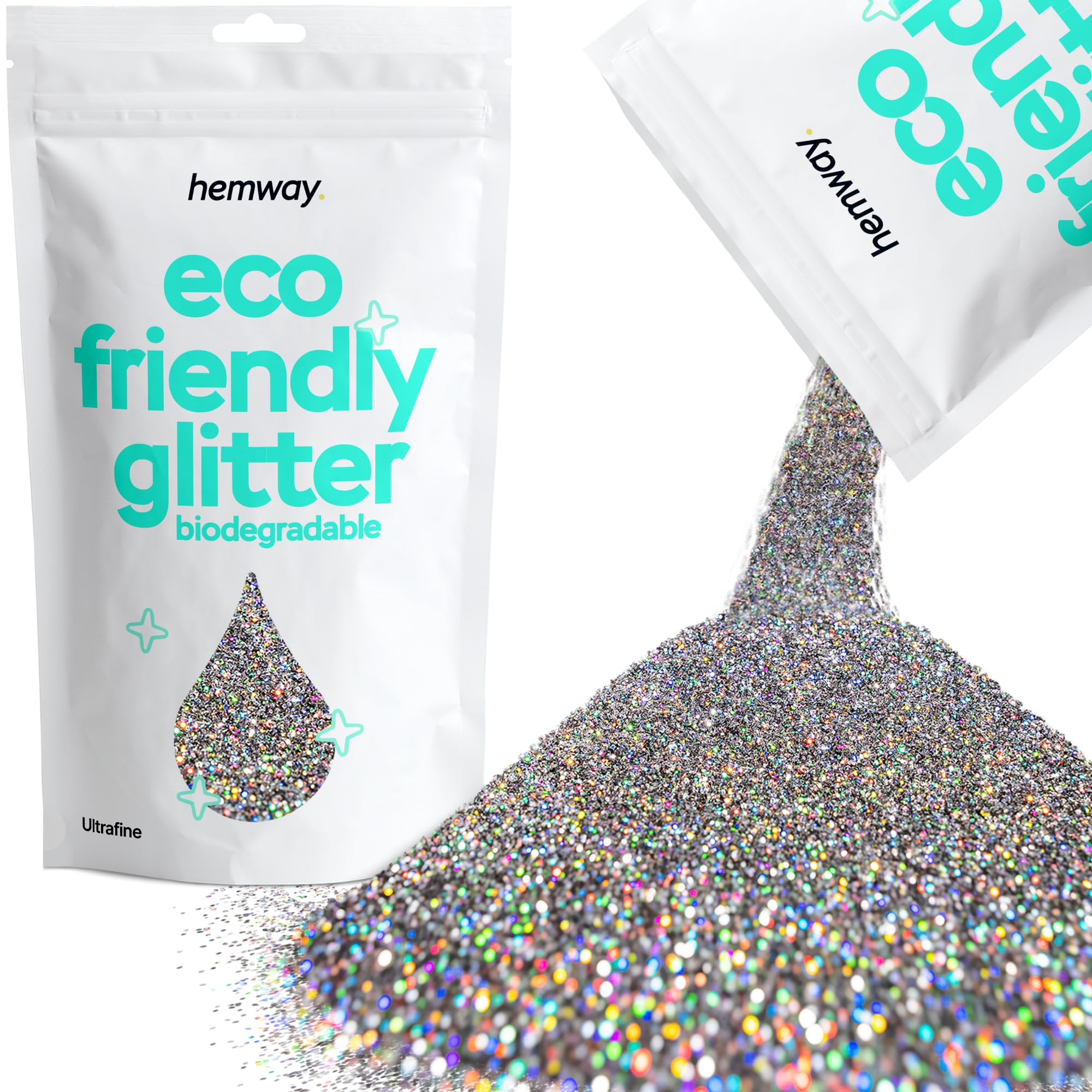 Eco Friendly Biodegradable Glitter | Gun Metal Grey Holographic - Ultrafine 100g, Plant Based, Biodegradable Glitter for Craft, Face, Hair, Nail, Body and Festival - Hemway
