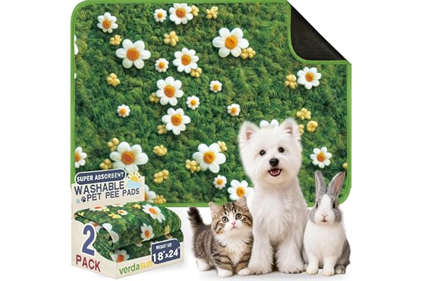 Washable Pee Pads for Dogs, Reusable Puppy Potty Training Pads, Ultra-Absorbent Thick Waterproof Leak-Proof Non-Slip Pads & M