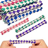 Syhood 12 Pcs Chinese Finger Traps Bamboo Party Favors Bird Chew Toy | Woven Bamboo for Pet Bird Foraging, Birthday Party Goodie Bag Stuffers, Assorted Vibrant Colors, Pi&ntilde;ata Fillers, Fun Game