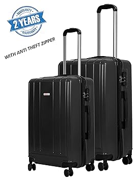 Swiss Traveller 4 Wheel Polypropylene, Anti Theft ZIIPPER Luggage Set of 2 Trolley Travel Bags (20 inch & 24 Inch) Suitcase Black