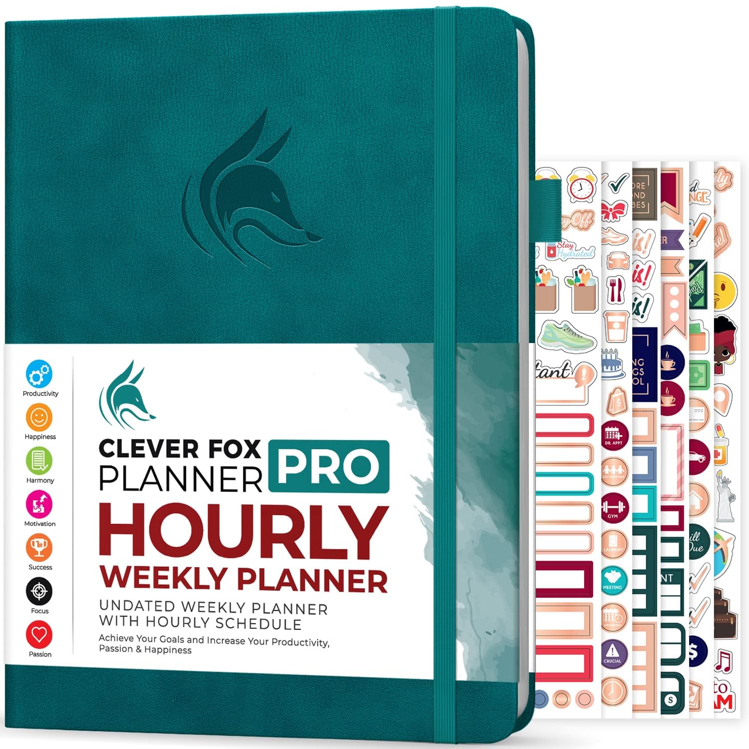 Clever Fox Planner PRO Schedule – Undated Weekly & Monthly Life Organizer with Time Slots & Daily Appointment Book, A4 (Dark Teal)