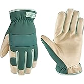 Wells Lamont Women's Work Gloves, Water-Resistant HydraHyde Gardening Gloves, Green, Large (3249L)