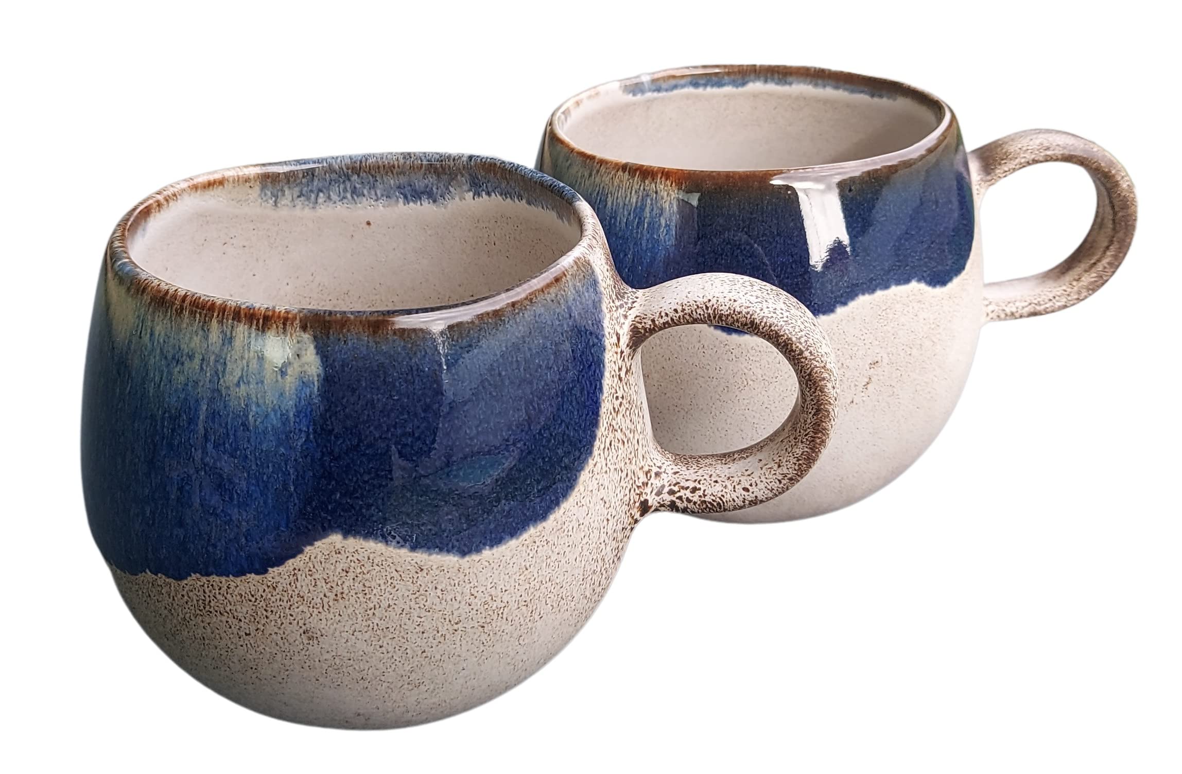 PintoCer - 2 x Cups with Handle, Ceramic Stoneware, Ideal for Coffee, Milk, Tea and Chocolate, Dishwasher and Microwave Safe