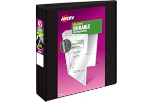 Avery Durable View Binder, 2" Slant Rings, 500-Sheet Capacity, DuraHinge, Black (17031)