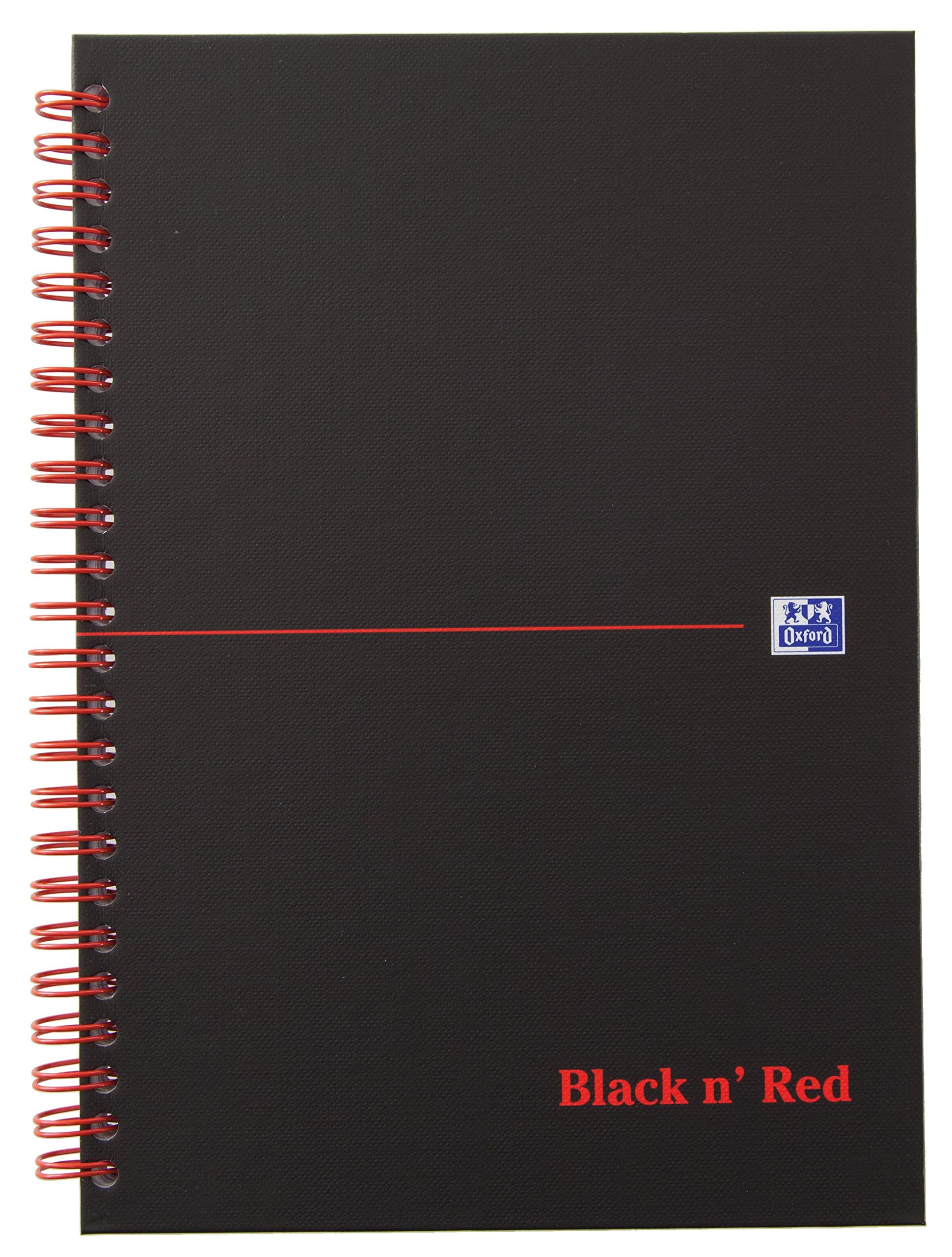 Oxford 400047652 Spiral Book Black n Red Pack of 5 DIN A5 Squared Matte Hard Cover 70 Sheets Black Red