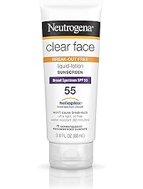Neutrogena Clear Face Liquid Lotion Sunscreen For Acne-Prone Skin, Broad Spectrum Spf 55, 3 Fl. Oz.