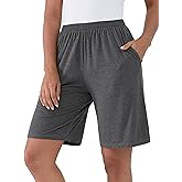 Joyaria Cooling Bermuda Shorts Women Bamboo Viscose Sleep Lounge Pajama Wicking Sweat Shorts Yoga Active Wear with Pockets