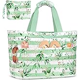 BKNOOU Extra Large Beach Bags Waterproof Sandproof XL Beach Tote Bag for Women Zipper Foldable Swim Pool Bag with Wet Pocket