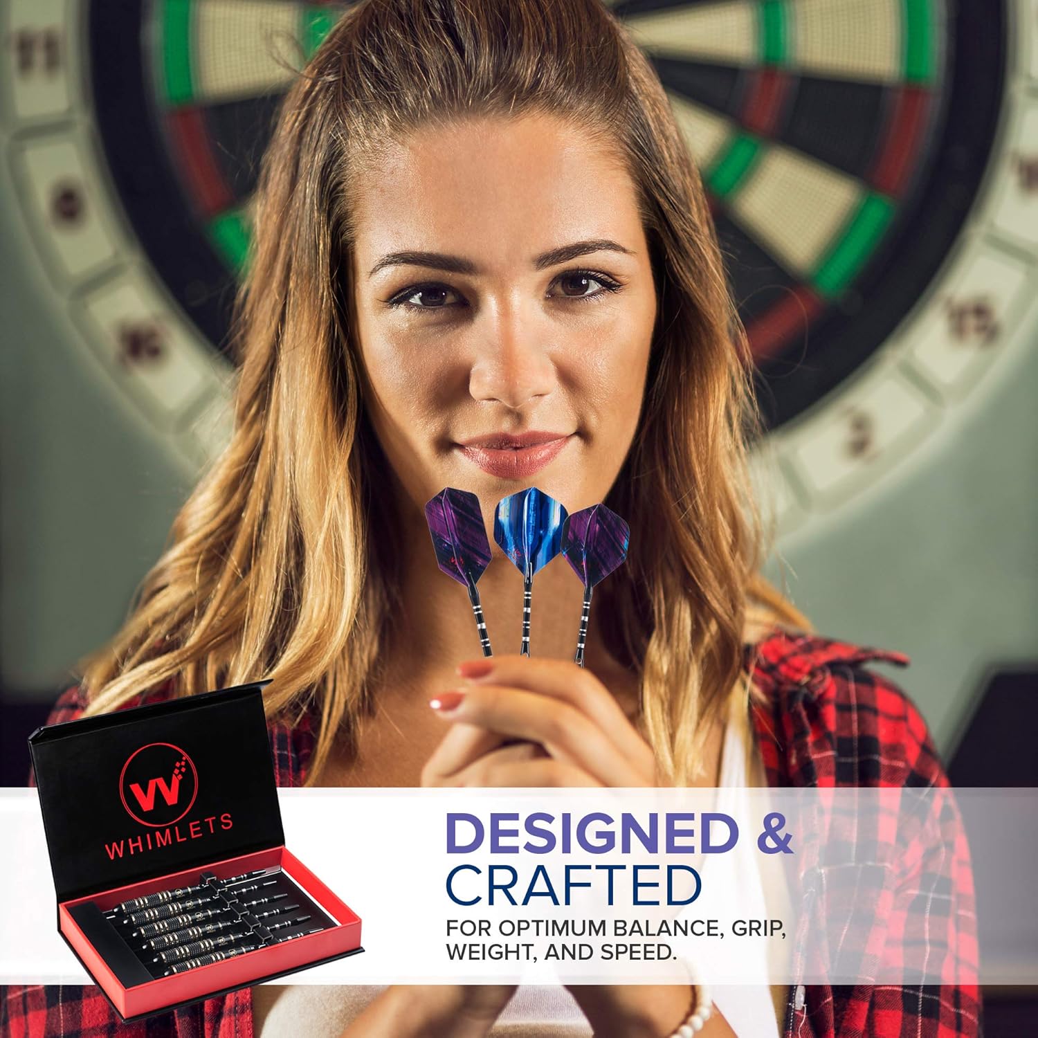 Whimlets Steel Tip Darts Set - Professional Darts Steel Tip for Dartboard with Extra Aluminum Shafts, O-Rings, Flights + Dart Tool and Sharpener + Gift Case + Darts Guide : Sports & Outdoors