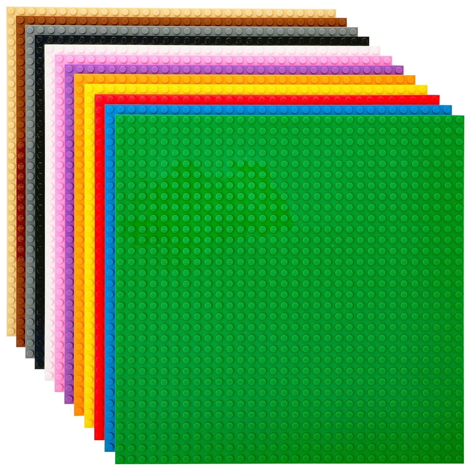Photo 1 of Strictly Briks Stackable Baseplates for Building Bricks - Compatible with Lego and All Major Brands - 10 x 10 in, Blue, 12 Pack