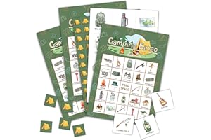 CIAEXRN Camping Bingo Game Cards 24 Players Camp Adventure Bingo Game for Adults Family Vacation, Outdoor Indoor Activities Card Games Gifts for Hike Field Trip Supplies Party Favors/02