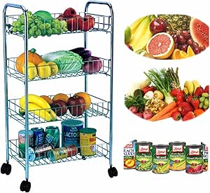 4 niveles carrito de cocina Almacenamiento de frutas & verduras
