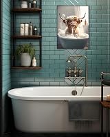 UPWOIGH Highland Cow Wall Art 12x16in Waterproof Wood Framed Canvas Bath Decor view 6