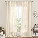 LAMIT Living Room Linen Curtains 90 Inch for