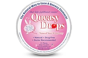 Three Lollies Queasy Drops - Sour Raspberry Flavor - Travel Sickness & Nausea Relief, Soothes Stomach & Dry Mouth, Natural Ingredients - 21 ct