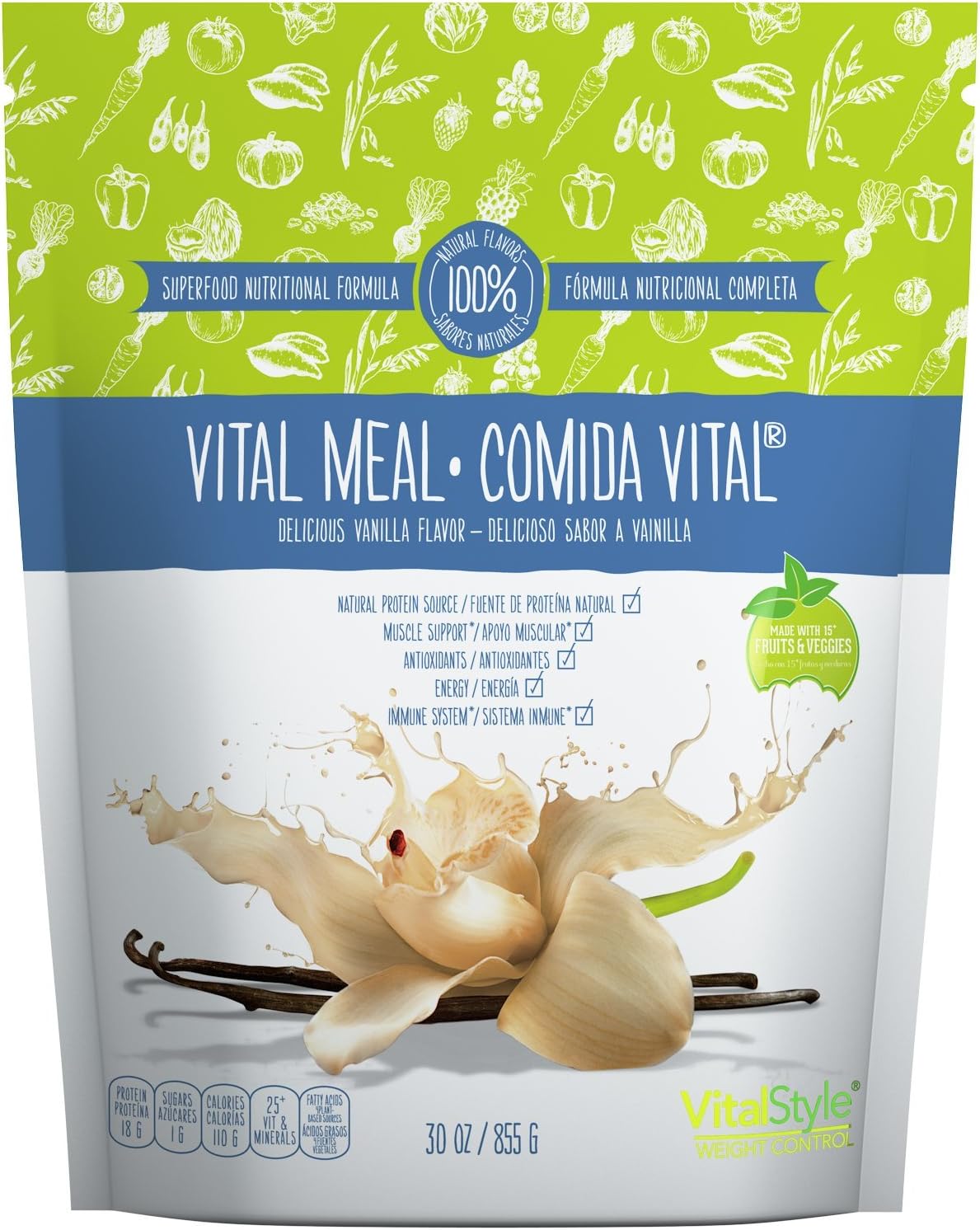 VitalMeal – Meal Replacement Shake; Ideal Lean Shake with 25+ Vitamins and Minerals, Protein, Probiotic Fibers, Essential Fatty Acids, 15 Fruits and Vegetables, and Digestive Enzymes
