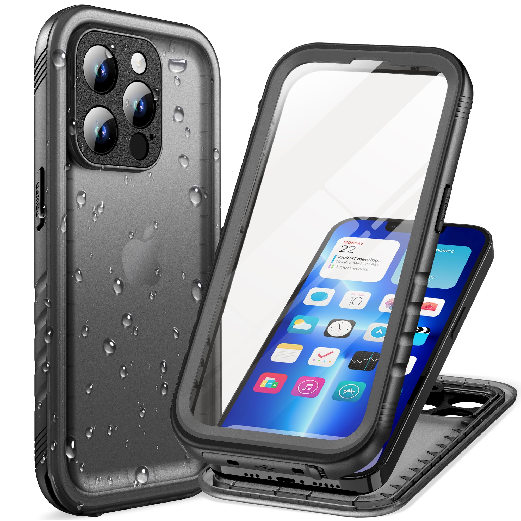 Cozycase TOP Military Shockproof IP68 Waterproof Case for iPhone 13 Pro Heavy Duty 360 Full Body With Screen Camera Protector Double Dustproof Hard Tough Protective 13Pro Front Back Unbreakable Cover — image 1