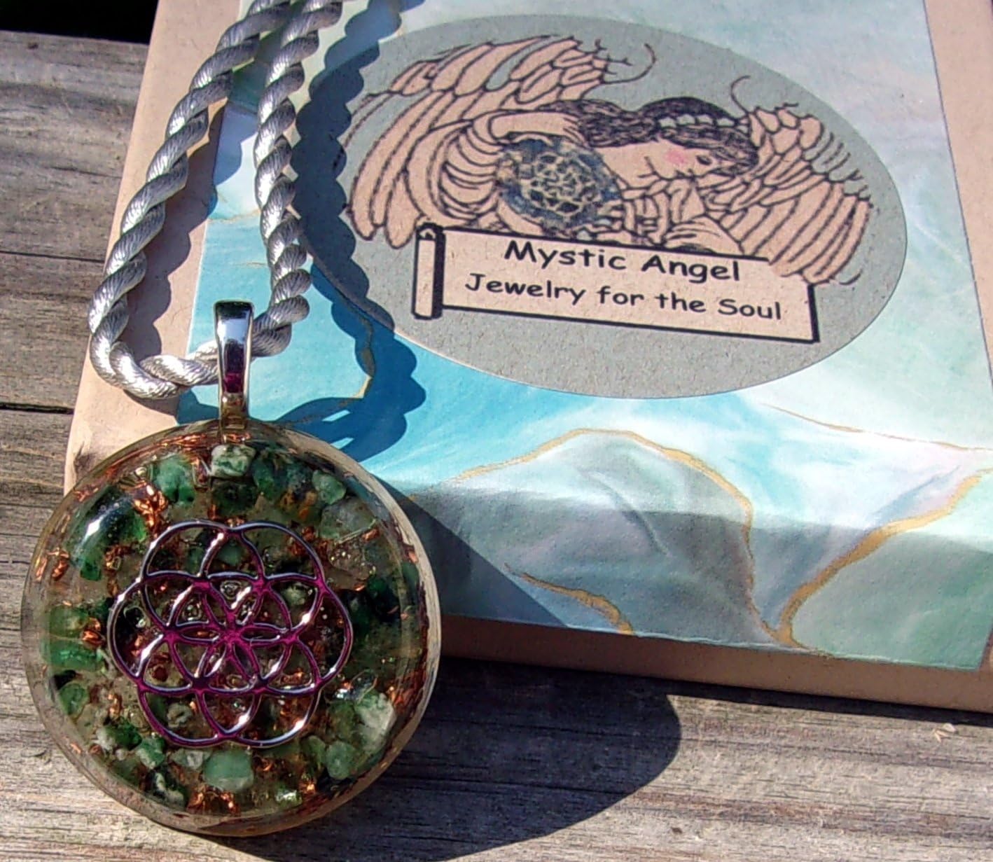 Seed of Life Pendant with Genuine Emerald & Moldavite