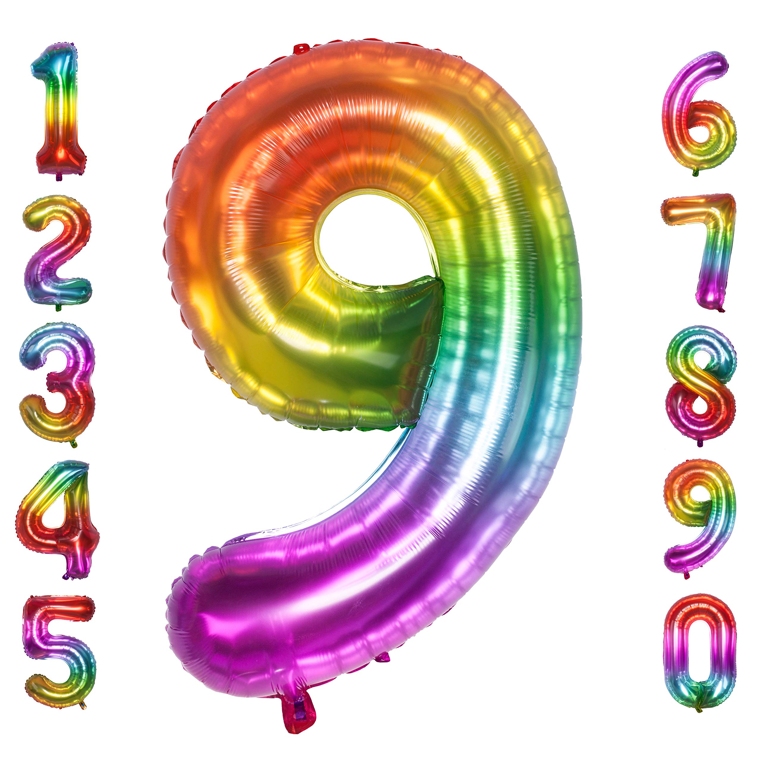 40 Inch Jelly Large Number Balloons Mylar Foil Big Number 9 Giant Helium Balloon Birthday Party Decoration