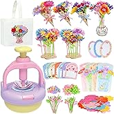 DIY Flowers Craft Kit for Girls, Flower Bouquet Maker Machine with 120 Fabric Petals, 14 Greeting Cards, Gift Wrap, Vase & Storage Bag, Creative Floral Arts and Crafts Toy for Kids Ages 3-12