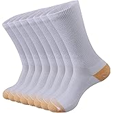 ECOEY Copper Ion Diabetic Socks for Men, Cotton Circulator Socks Non-Bonding Loose Wide Top, Crew Length 9-11 10-13