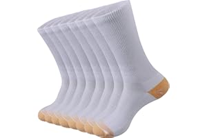 ECOEY Copper Ion Diabetic Socks for Men, Cotton Circulator Socks Non-Bonding Loose Wide Top, Crew Length 9-11 10-13