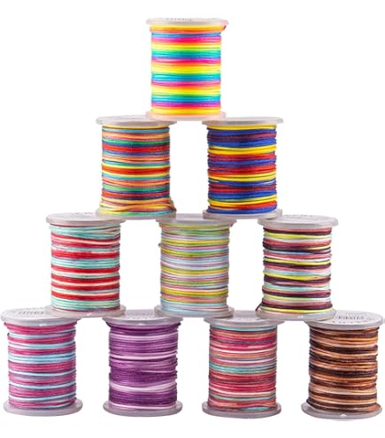 Pandahall 251 Yards Waxed Polyester Cord - Gradient Color Beading Thread For Bracelets & Crafts