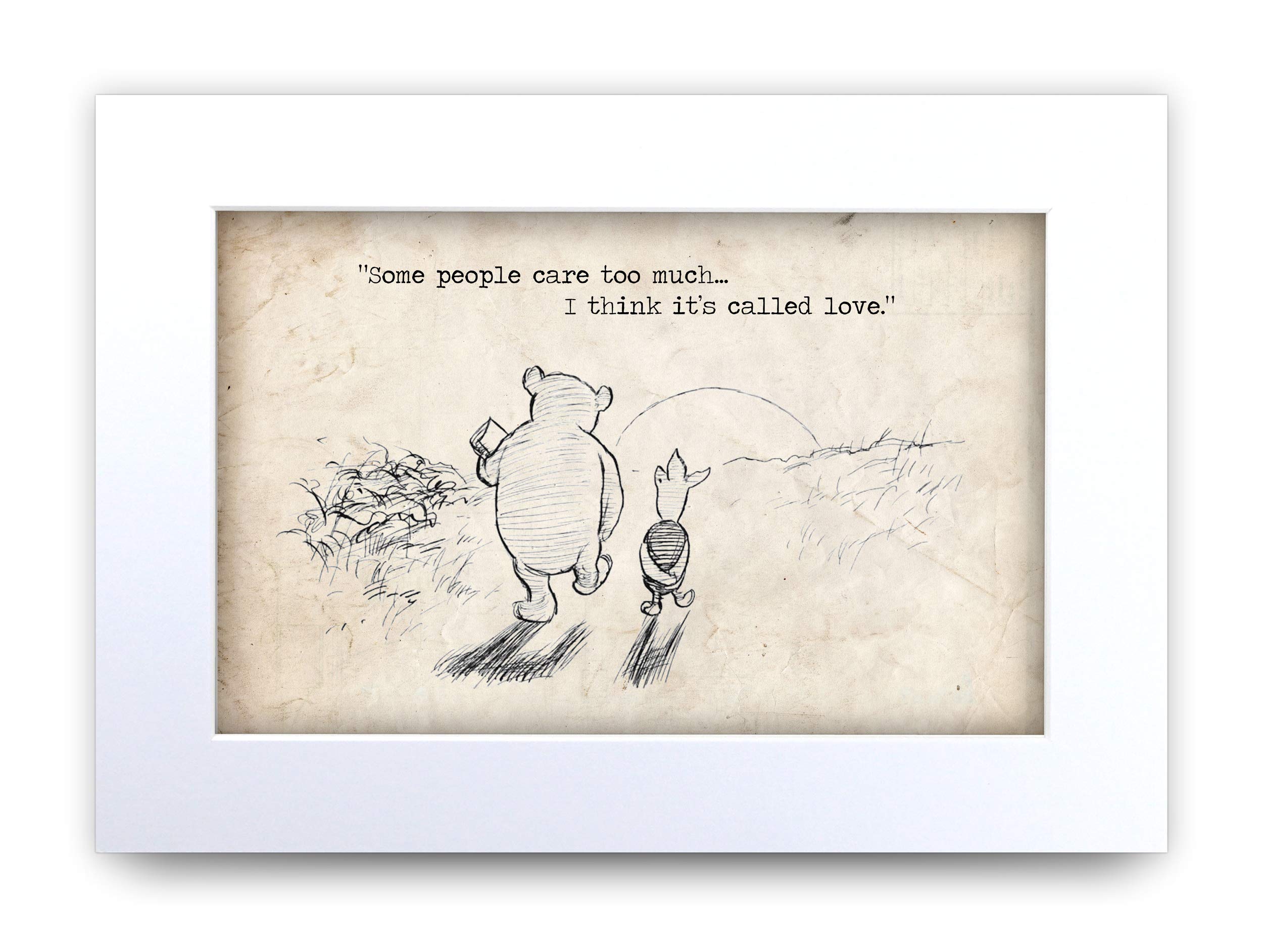 HWC Trading Winnie the Pooh Care to Much A4 Printed Quote Nursery Print Baby Shower Room Gifts New Born Bedroom Gift Print Photo Picture Display