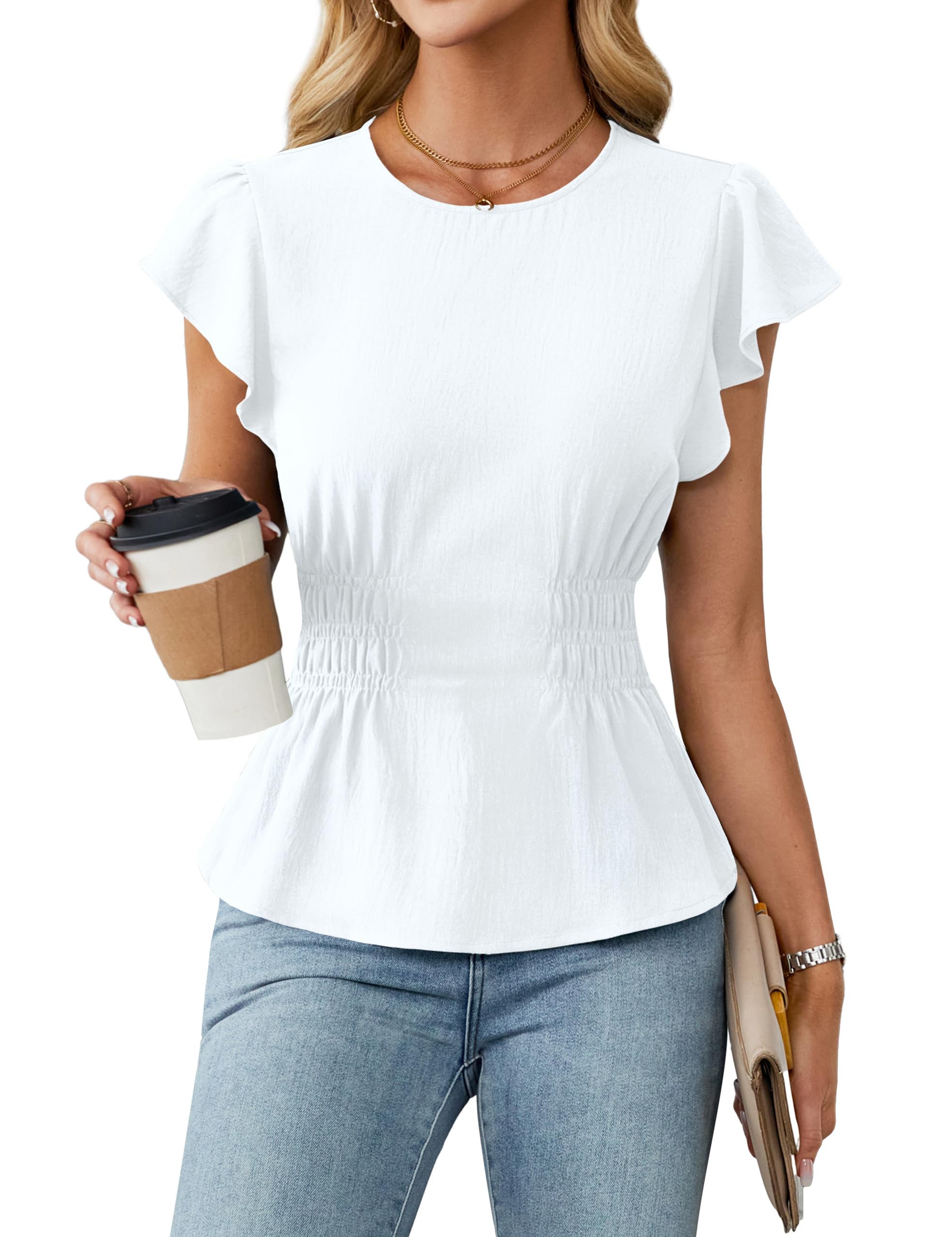 Blooming Jelly Women's Dressy Casual Tops Business Work Short Sleeve ...