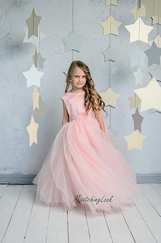 blush tulle dress girl