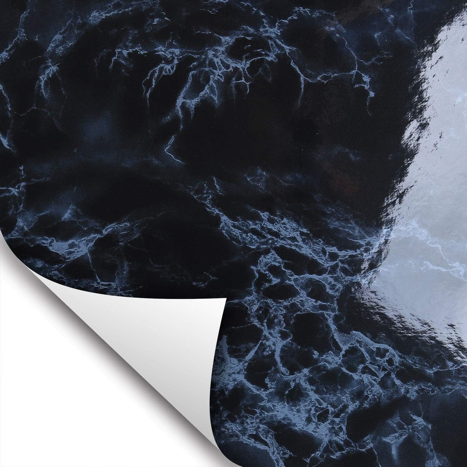 Wallstickery Marble Paper Dark Blue Ink Gloss Granite Stone Pattern Peel and Stick Removable Counter Top Furniture Kitchen Cabinets 6.56 ft X 1.47 ft