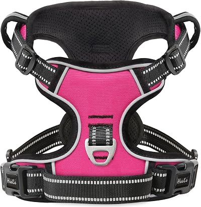 HEELE Dog Harness Small Reflective No-Pull Soft Handle Rose S