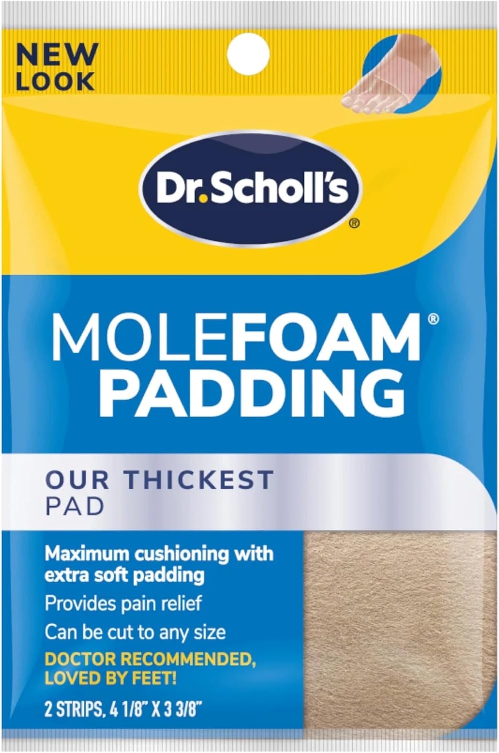 Dr. Scholl's Mole Foam Padding 4x3.5 inches 2 Pack