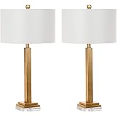 SAFAVIEH Lighting Collection Perri Farmhouse Gold/ Crystal Base 30-inch Bedroom Living Room Home Office Desk Nightstand Table