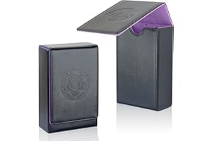 Buweeo Tarot Card Case/Holder, Single Deck PU Leather Card Holder for Most Standard Size Tarot Cards or Playing Cards, Black and Purple