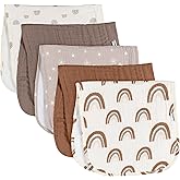 Gerber Baby Unisex Muslin Burp Cloths 5-Pack, Multi Rainbow, Large Size 20" x 10"