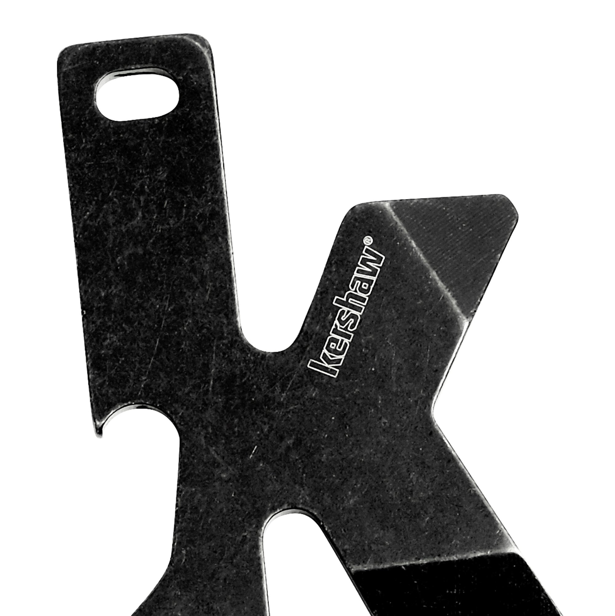 Kershaw K-Tool Multi-Function Key Ring Tool (KTOOL); 2-Inch High-Performance 3Cr13 Stainless Steel Construction with Blackwash Finish, Bottle Opener, Flathead Screwdriver, and Lanyard Hole, 0.7 OZ