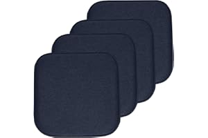 Sweet Home Collection Chair Cushion Memory Foam Pads Honeycomb Pattern Slip Non Skid Rubber Back Rounded Square 16" x 16" Sea