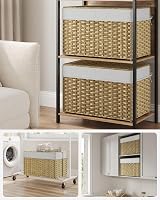 SONGMICS 105L Laundry Basket with Lid Rattan Storage Foldable Removable Liner view 3