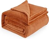 Bedsure Fleece Blanket King Size 270x230 cm Burnt Orange Microfibre