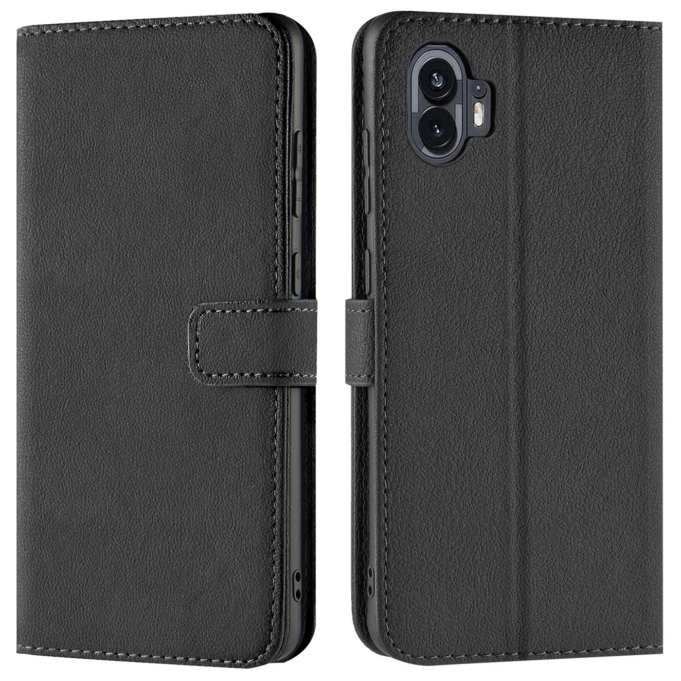 Verco Cell Phone Case for Nothing Phone 2 Case, Bookcase Bag Flipcover for Nothing Phone (2) Case [Card Slots/Stand Function], Black