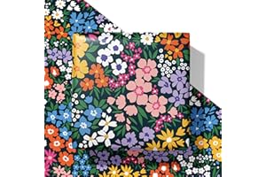 SaringSwoon Floral Wrapping Paper for Girls, Women - Gift Wrap With Colorful Flowers Design for Spring, Mother's Day, Wedding, Bridal Shower, Birthday, Valentine's Day - 20×29 Inches, 6 Folded Sheets