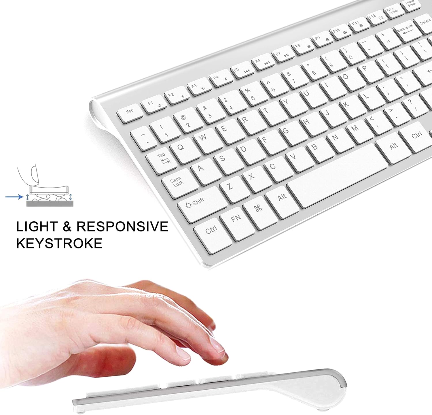 Wireless Keyboard and Mouse,JOYACCESS USB Slim Wireless Keyboard Mouse with Numeric Keypad Compatible with iMac Mac PC Laptop Tablet Computer Windows (Silver White): Computers & Accessories