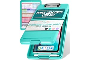 Tribe RN Nursing Clipboard with Storage - Medical Clipboard Nursing Essentials for Nurses and Nursing Students School Supplies with Quick Access Reference Guide (Mint)
