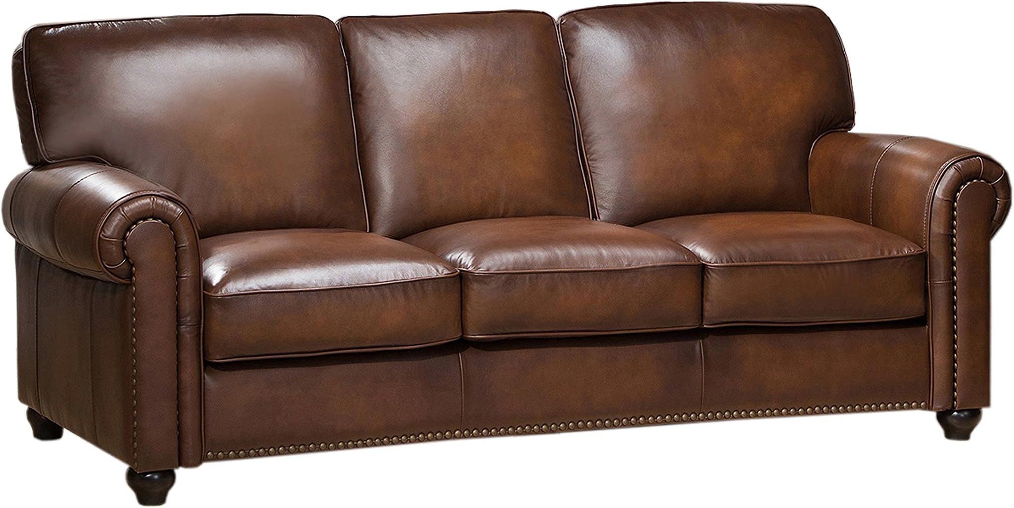 Hydeline Royale 100% Leather Sofa, Camel Brown